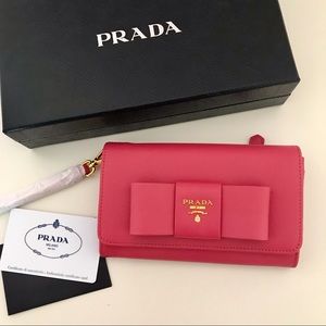 Authentic Prada Saffiano Leather Bow Wallet